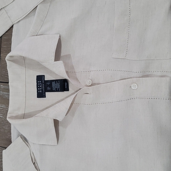 Crazy Horse By Liz Claiborne Linen Blend Button Up Blouse Size S - Picture 2 of 16